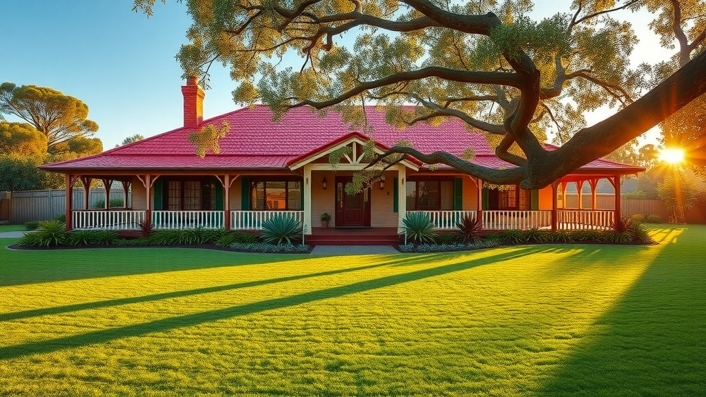 Red tiled roof Perth home, freshly restored, lush garden, roof restoration Perth