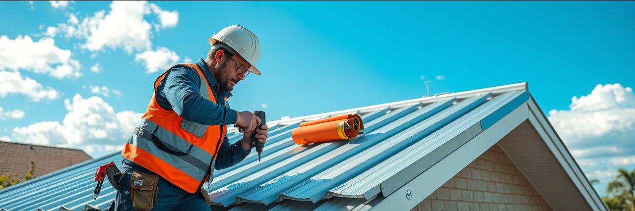 Expert installing metal roofing sheets on a house roof – Metal Roofing Services